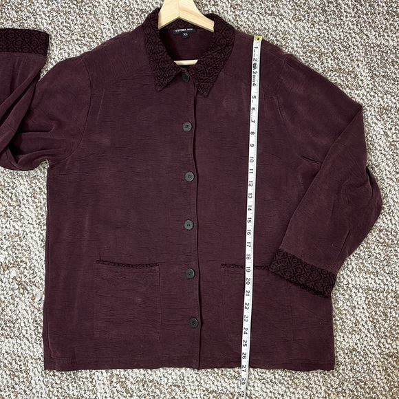 CYNTHIA MAX CASUAL COAT LIGHTWEIGHT RAYON PLUM COLORED SIZE XL - Picture 11 of 12